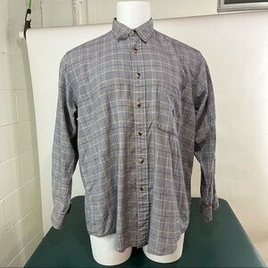 Nautica Men's Long Sleeve Plaid Cotton Shirt Button Down, Size L Grey  (486)